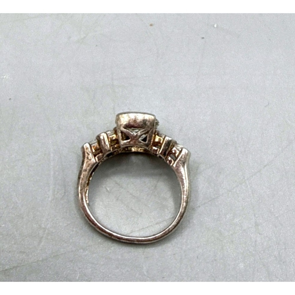 925 Sterling Silver Oval Clear Gemstone Statement Ring Size 4.5 4.19g - Picture 10 of 13